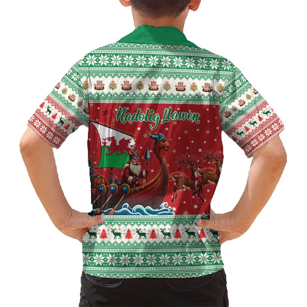 Wales Viking Santa Christmas Hawaiian Shirt Funny Reindeer Norse Xmas - Wonder Print Shop