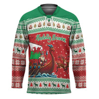 Wales Viking Santa Christmas Hockey Jersey Funny Reindeer Norse Xmas - Wonder Print Shop