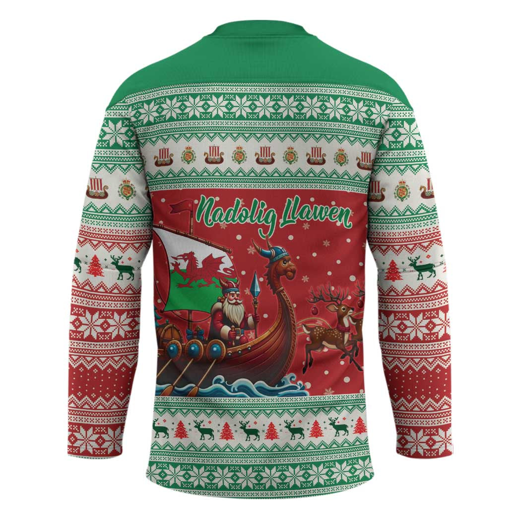 Wales Viking Santa Christmas Hockey Jersey Funny Reindeer Norse Xmas - Wonder Print Shop