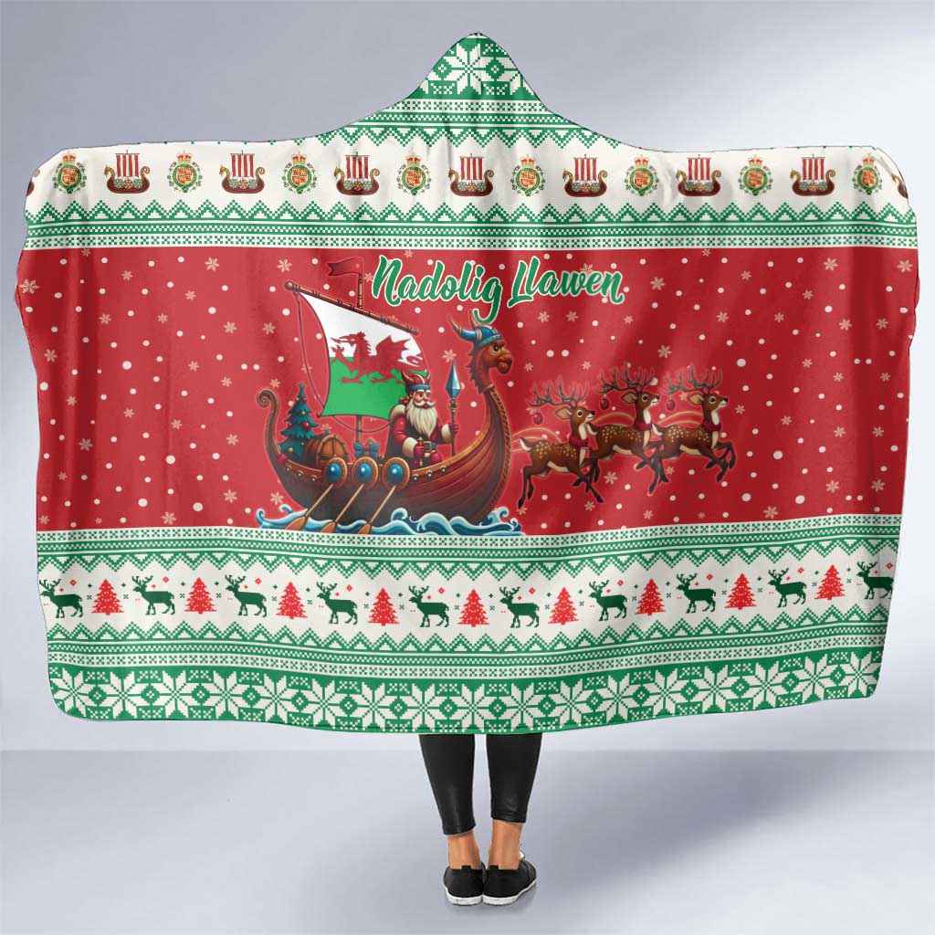 Wales Viking Santa Christmas Hooded Blanket Funny Reindeer Norse Xmas - Wonder Print Shop