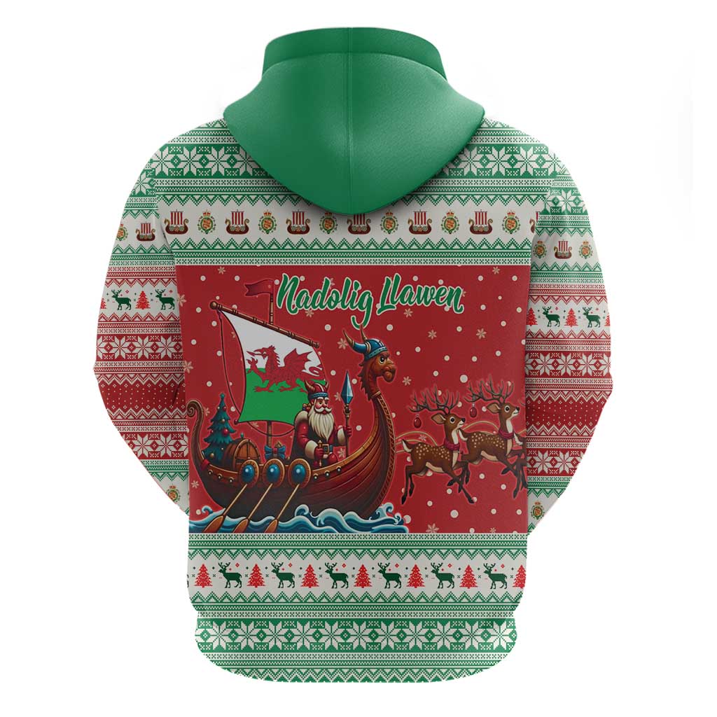 Wales Viking Santa Christmas Hoodie Funny Reindeer Norse Xmas - Wonder Print Shop
