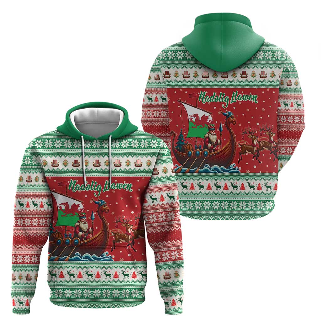 Wales Viking Santa Christmas Hoodie Funny Reindeer Norse Xmas - Wonder Print Shop