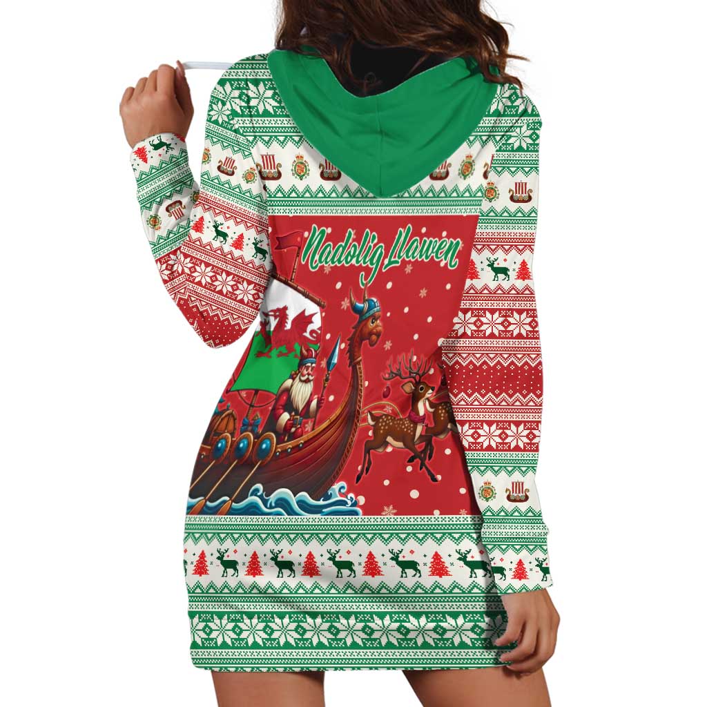 Wales Viking Santa Christmas Hoodie Dress Funny Reindeer Norse Xmas - Wonder Print Shop