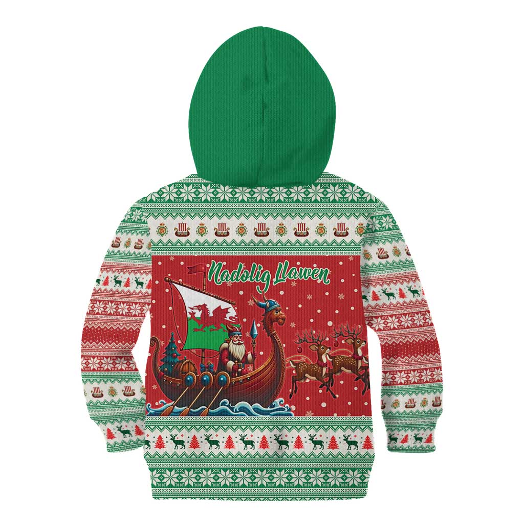 Wales Viking Santa Christmas Kid Hoodie Funny Reindeer Norse Xmas - Wonder Print Shop
