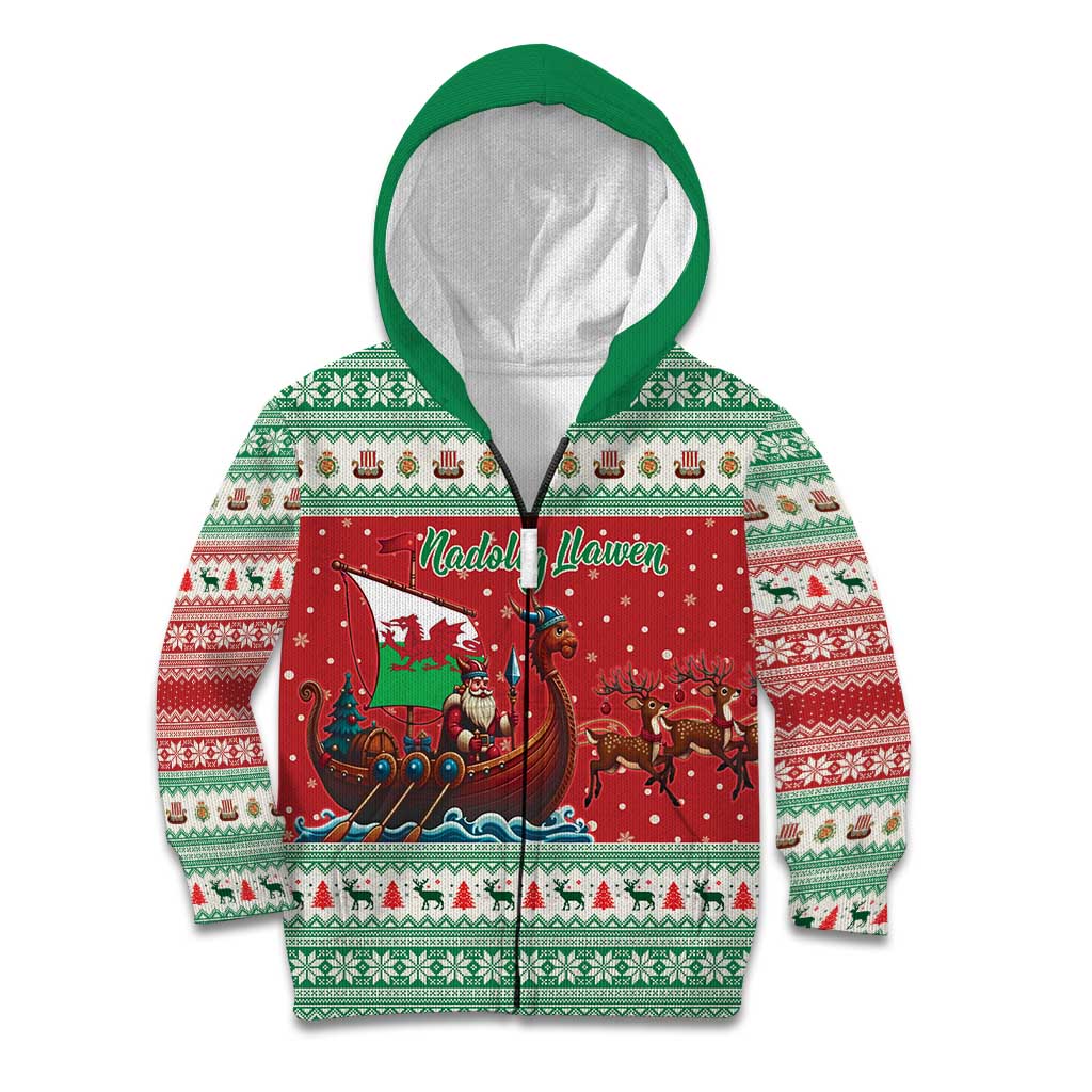 Wales Viking Santa Christmas Kid Hoodie Funny Reindeer Norse Xmas - Wonder Print Shop