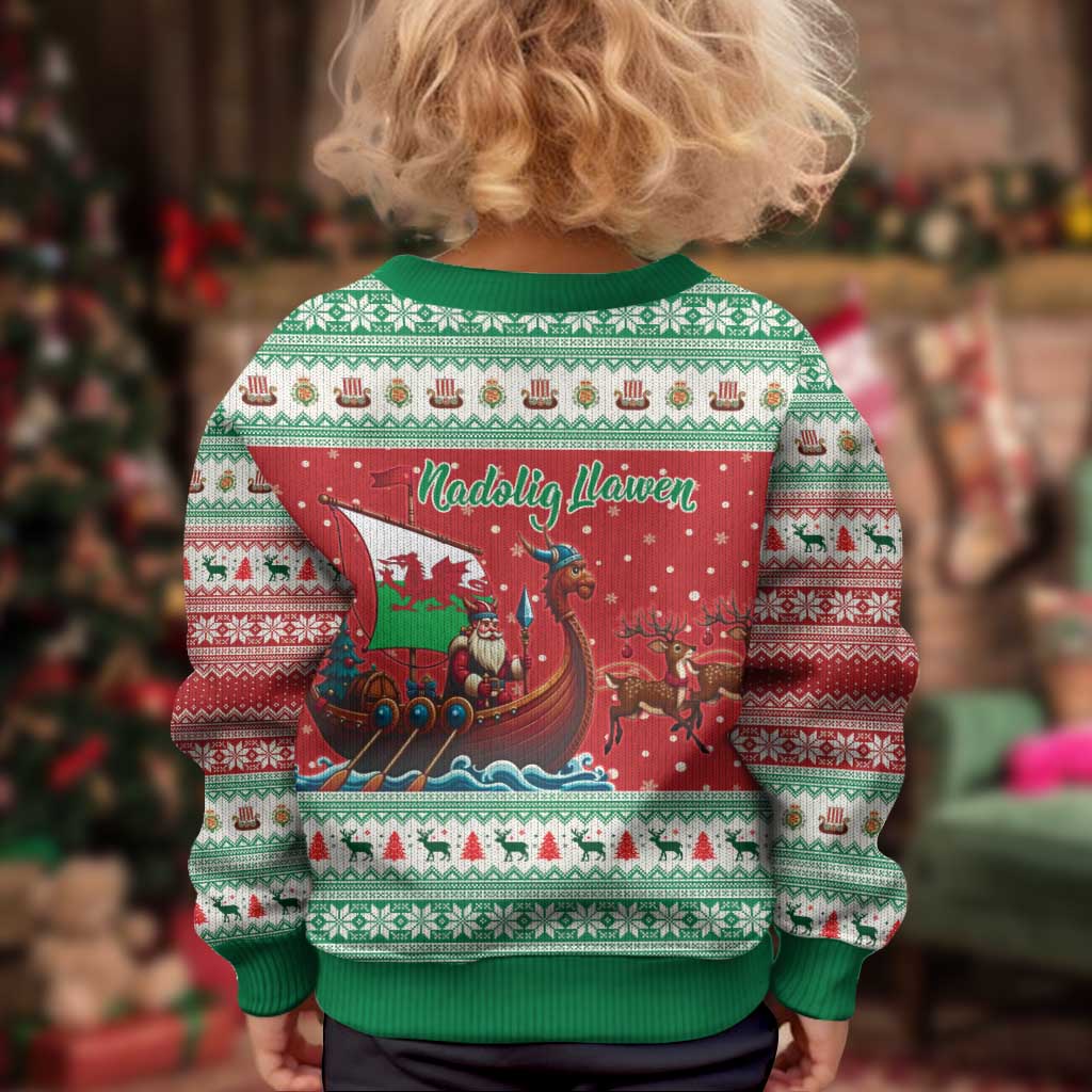 Wales Viking Santa Christmas Kid Ugly Christmas Sweater Funny Reindeer Norse Xmas - Wonder Print Shop