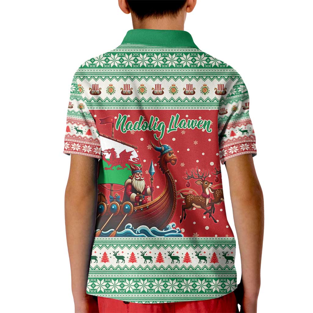 Wales Viking Santa Christmas Kid Polo Shirt Funny Reindeer Norse Xmas - Wonder Print Shop