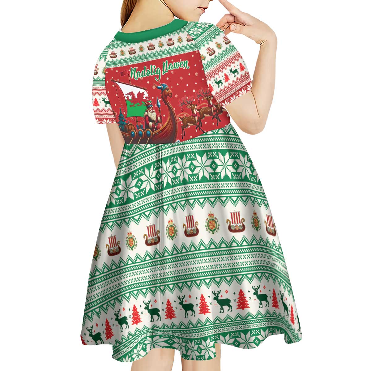 Wales Viking Santa Christmas Kid Short Sleeve Dress Funny Reindeer Norse Xmas - Wonder Print Shop