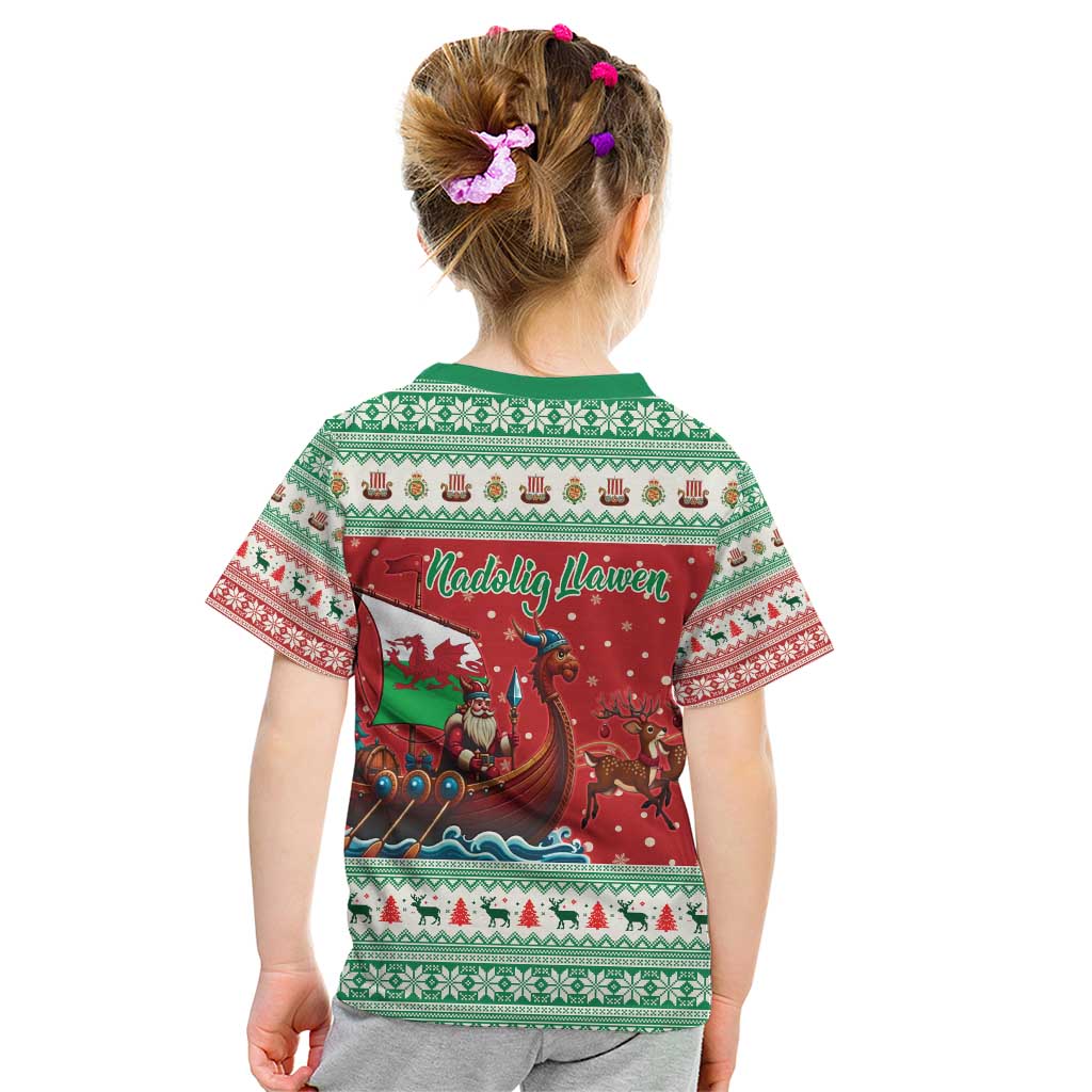 Wales Viking Santa Christmas Kid T Shirt Funny Reindeer Norse Xmas - Wonder Print Shop