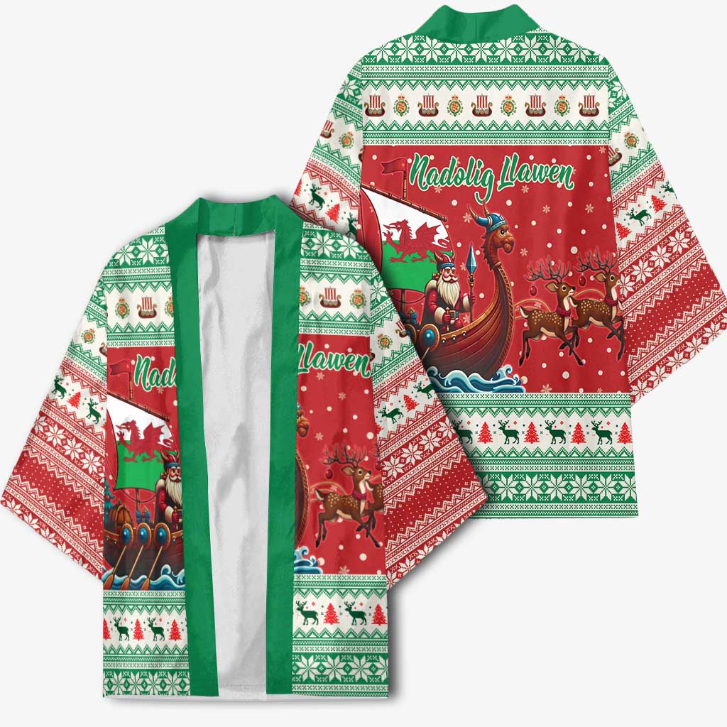 Wales Viking Santa Christmas Kimono Funny Reindeer Norse Xmas - Wonder Print Shop