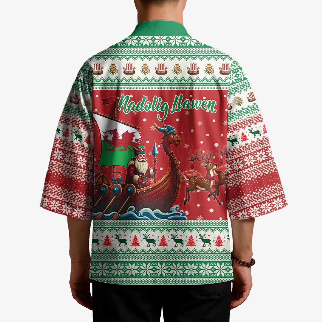 Wales Viking Santa Christmas Kimono Funny Reindeer Norse Xmas - Wonder Print Shop