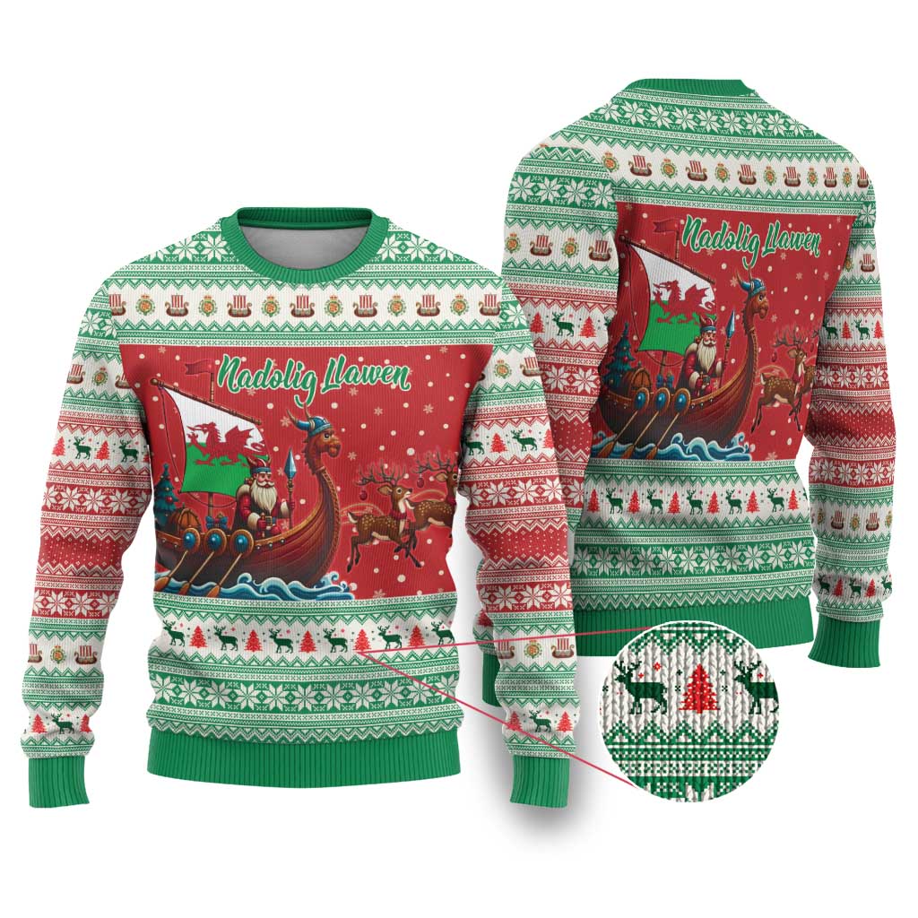 Wales Viking Santa Christmas Ugly Christmas Sweater Funny Reindeer Norse Xmas - Wonder Print Shop