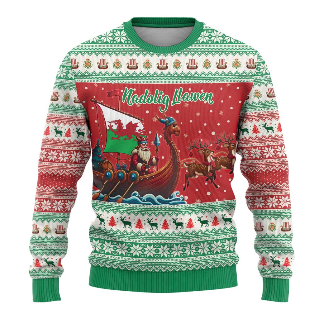 Wales Viking Santa Christmas Ugly Christmas Sweater Funny Reindeer Norse Xmas - Wonder Print Shop