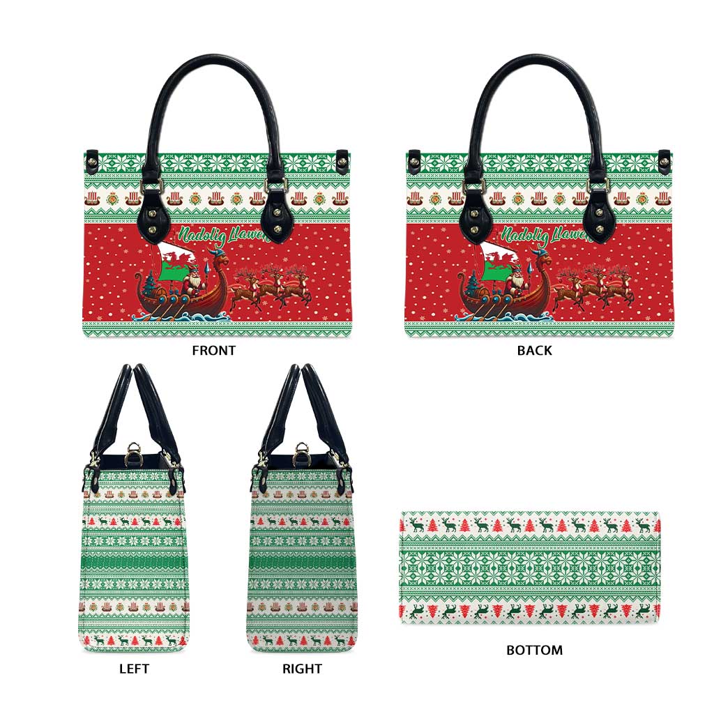 Wales Viking Santa Christmas Leather Bag Funny Reindeer Norse Xmas - Wonder Print Shop