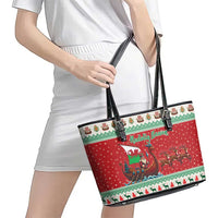 Wales Viking Santa Christmas Leather Tote Bag Funny Reindeer Norse Xmas - Wonder Print Shop