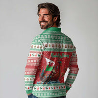 Wales Viking Santa Christmas Long Sleeve Polo Shirt Funny Reindeer Norse Xmas - Wonder Print Shop