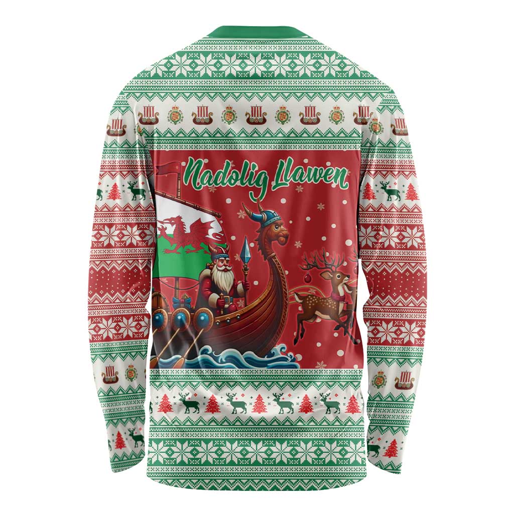 Wales Viking Santa Christmas Long Sleeve Shirt Funny Reindeer Norse Xmas - Wonder Print Shop