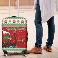 Wales Viking Santa Christmas Luggage Cover Funny Reindeer Norse Xmas - Wonder Print Shop