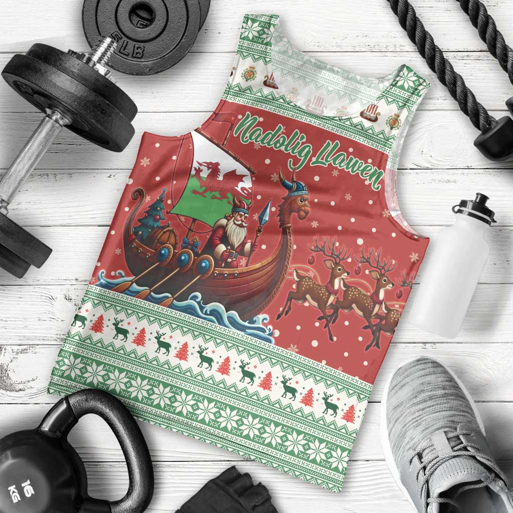 Wales Viking Santa Christmas Men Tank Top Funny Reindeer Norse Xmas - Wonder Print Shop