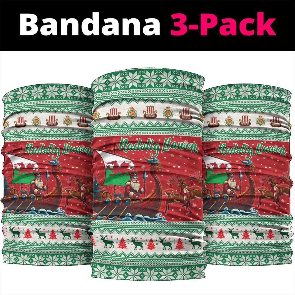 Wales Viking Santa Christmas Neck Gaiter Funny Reindeer Norse Xmas - Wonder Print Shop