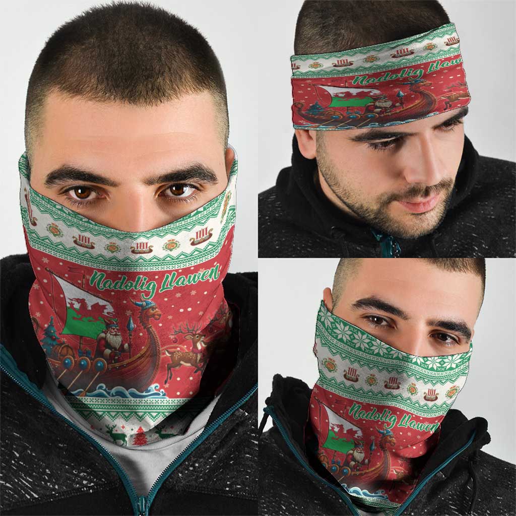 Wales Viking Santa Christmas Neck Gaiter Funny Reindeer Norse Xmas - Wonder Print Shop