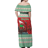 Wales Viking Santa Christmas Off Shoulder Maxi Dress Funny Reindeer Norse Xmas - Wonder Print Shop