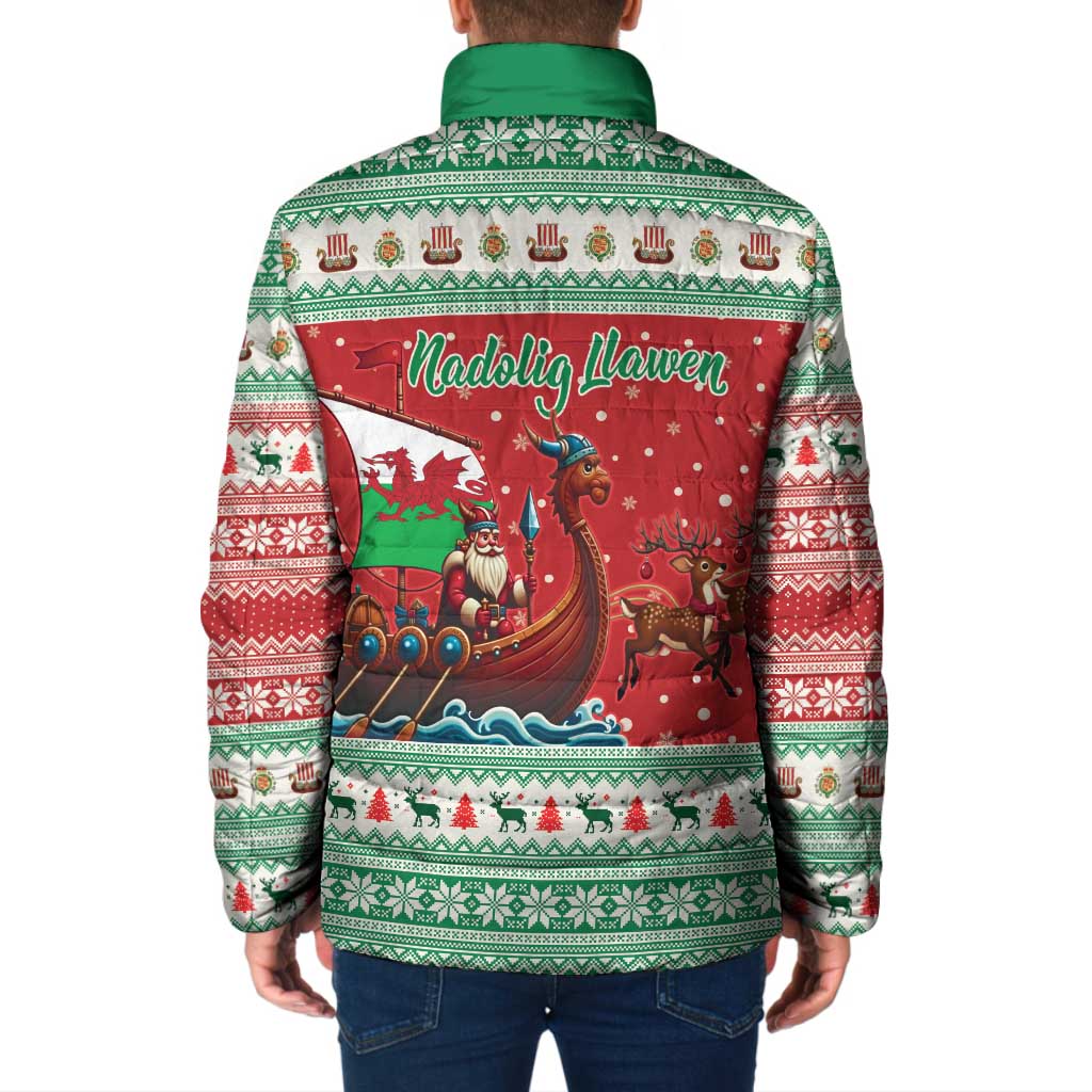 Wales Viking Santa Christmas Padded Jacket Funny Reindeer Norse Xmas - Wonder Print Shop
