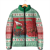 Wales Viking Santa Christmas Padded Jacket Funny Reindeer Norse Xmas - Wonder Print Shop