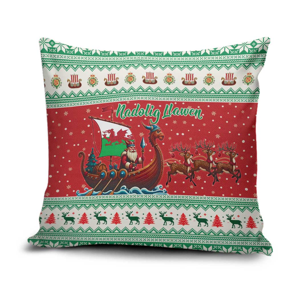 Wales Viking Santa Christmas Pillow Cover Funny Reindeer Norse Xmas - Wonder Print Shop