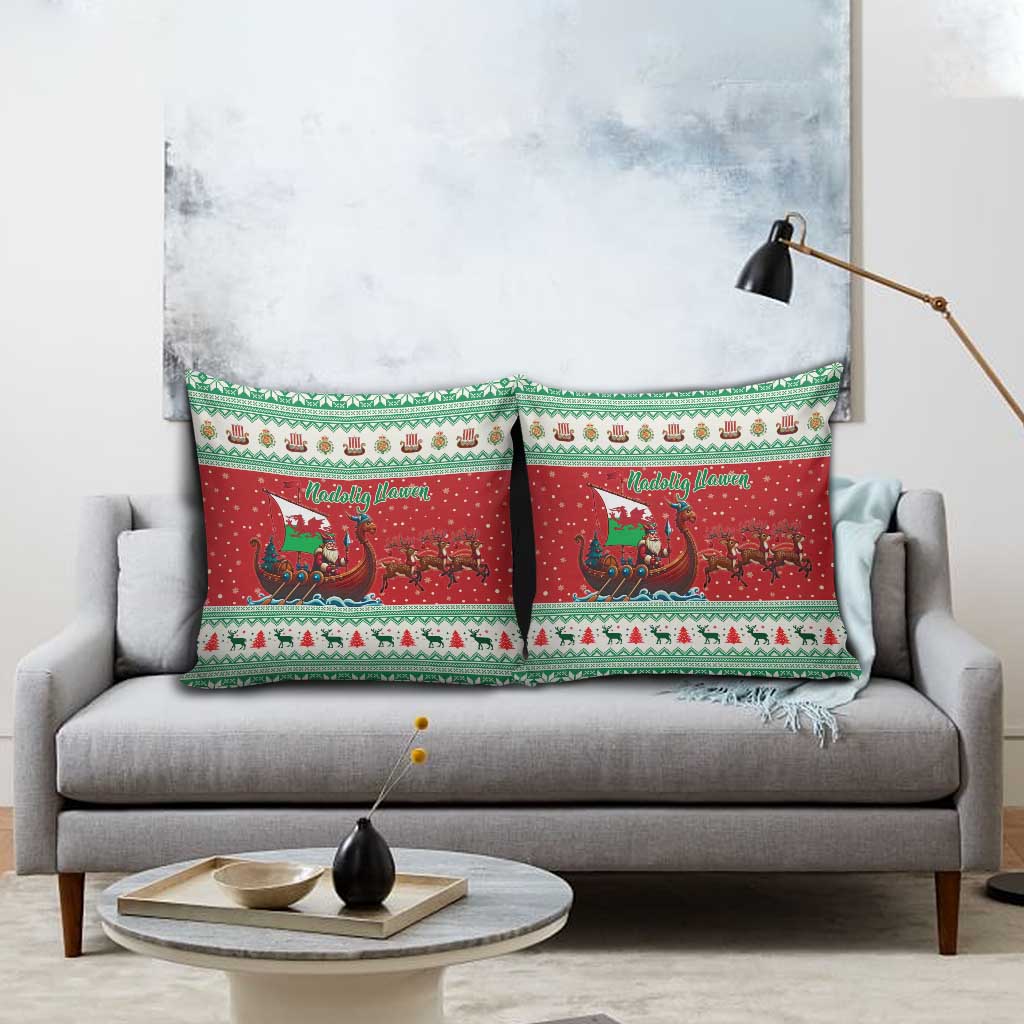 Wales Viking Santa Christmas Pillow Cover Funny Reindeer Norse Xmas - Wonder Print Shop