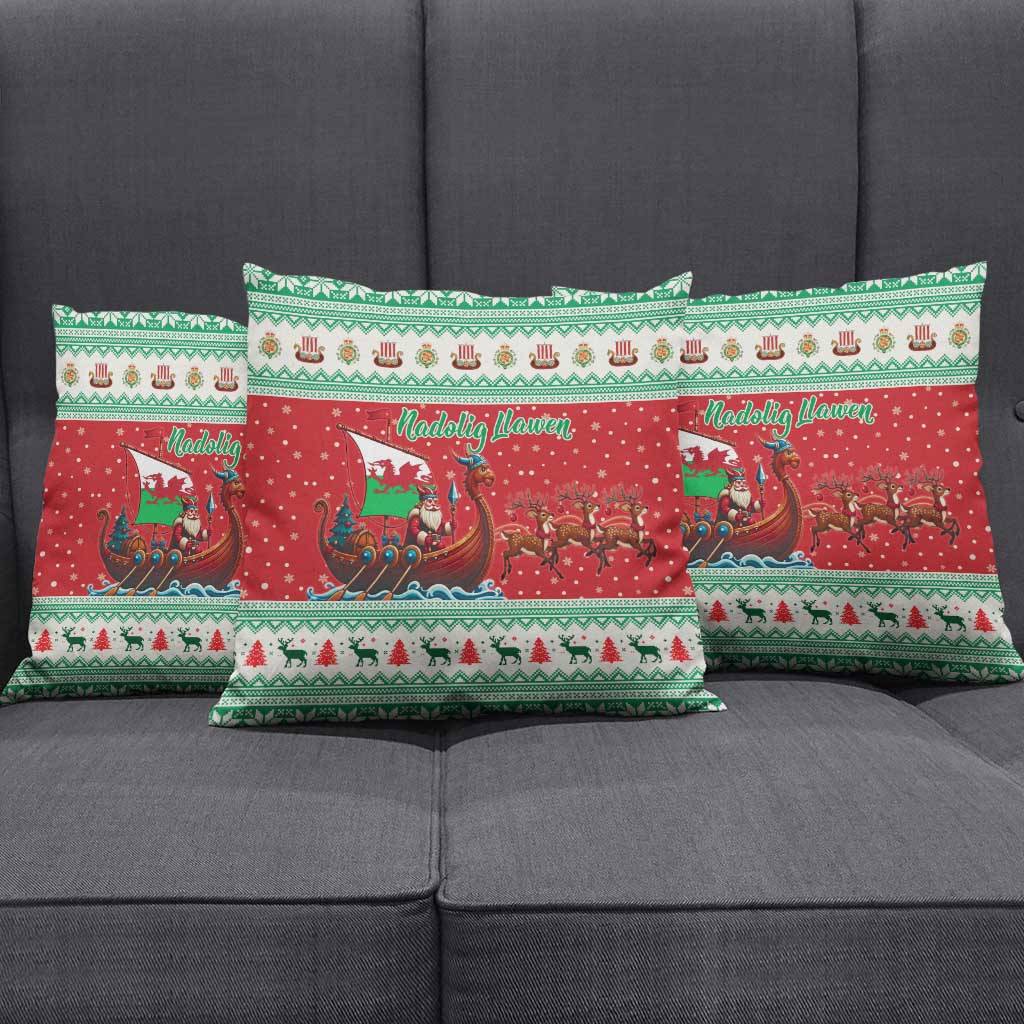 Wales Viking Santa Christmas Pillow Cover Funny Reindeer Norse Xmas - Wonder Print Shop