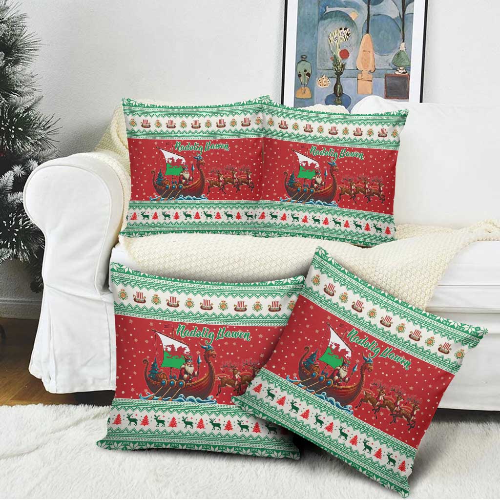 Wales Viking Santa Christmas Pillow Cover Funny Reindeer Norse Xmas - Wonder Print Shop