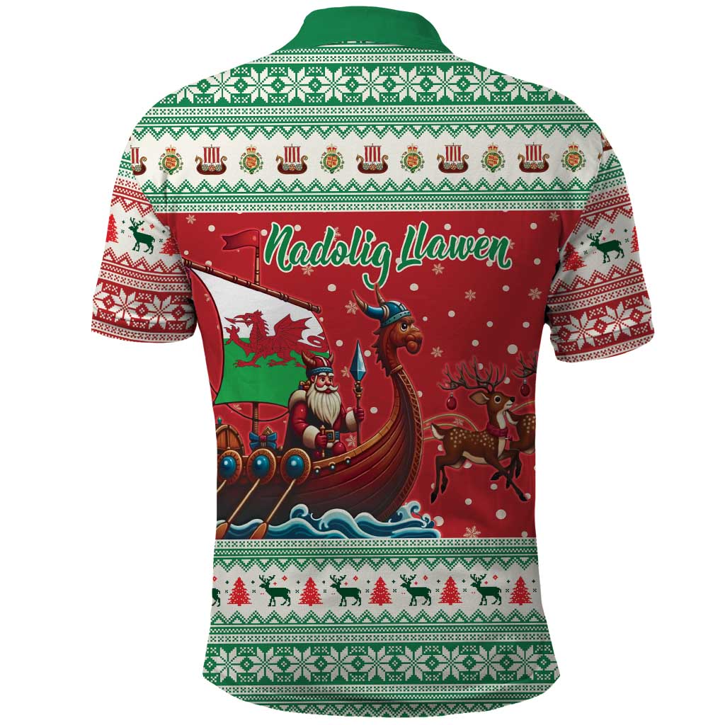 Wales Viking Santa Christmas Polo Shirt Funny Reindeer Norse Xmas - Wonder Print Shop