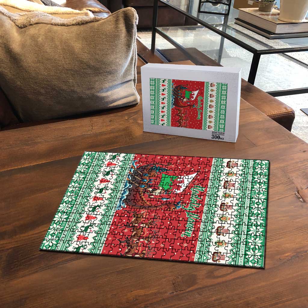 Wales Viking Santa Christmas Puzzle Funny Reindeer Norse Xmas - Wonder Print Shop
