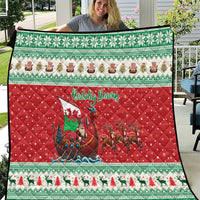 Wales Viking Santa Christmas Quilt Funny Reindeer Norse Xmas - Wonder Print Shop