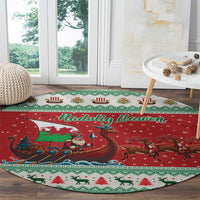 Wales Viking Santa Christmas Round Carpet Funny Reindeer Norse Xmas - Wonder Print Shop