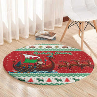 Wales Viking Santa Christmas Round Carpet Funny Reindeer Norse Xmas - Wonder Print Shop