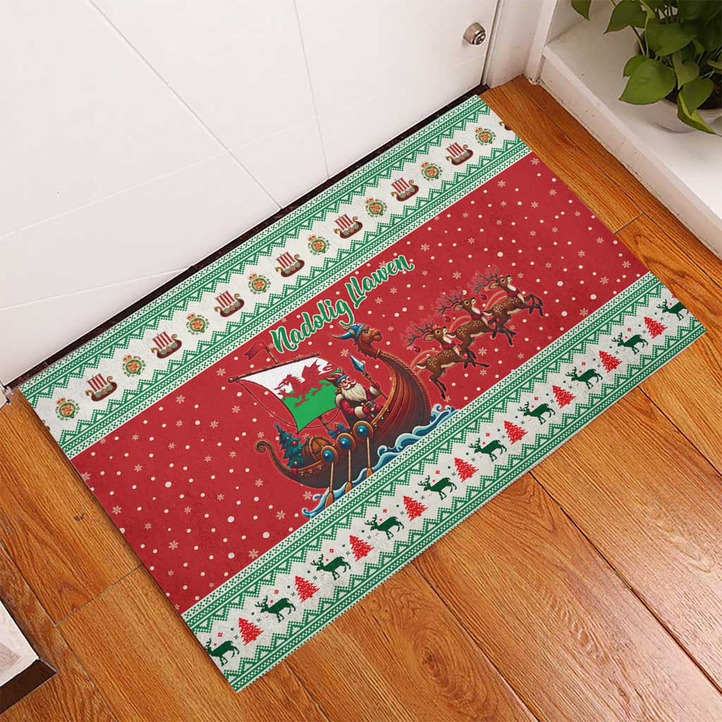 Wales Viking Santa Christmas Rubber Doormat Funny Reindeer Norse Xmas - Wonder Print Shop