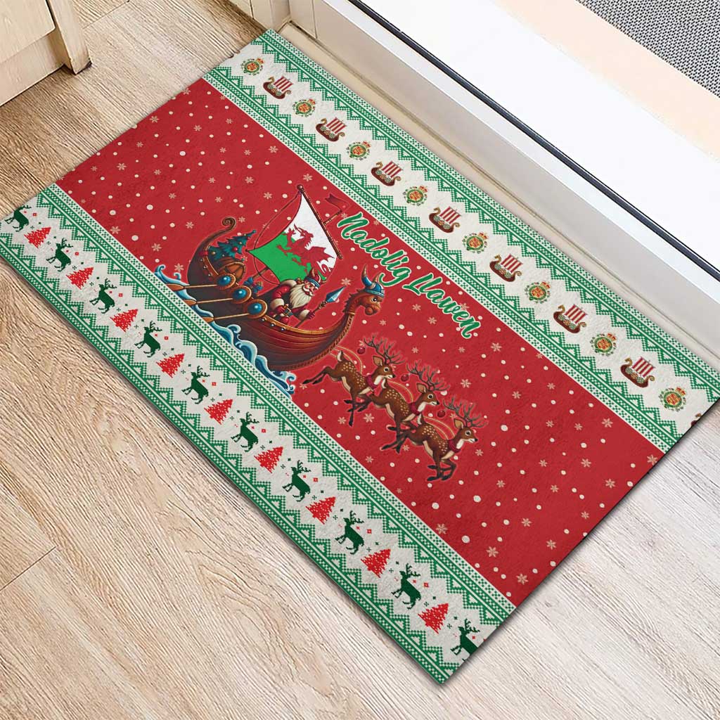 Wales Viking Santa Christmas Rubber Doormat Funny Reindeer Norse Xmas - Wonder Print Shop