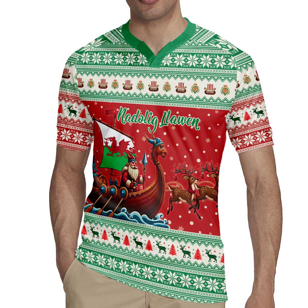 Wales Viking Santa Christmas Rugby Jersey Funny Reindeer Norse Xmas - Wonder Print Shop