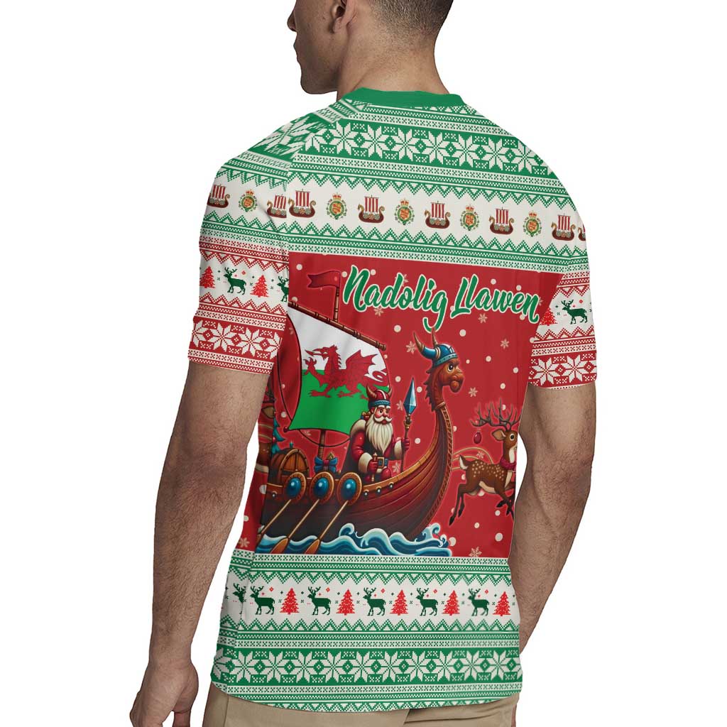 Wales Viking Santa Christmas Rugby Jersey Funny Reindeer Norse Xmas - Wonder Print Shop
