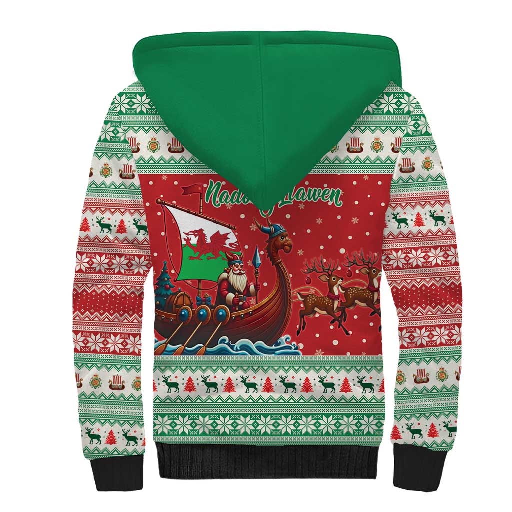 Wales Viking Santa Christmas Sherpa Hoodie Funny Reindeer Norse Xmas - Wonder Print Shop