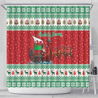 Wales Viking Santa Christmas Shower Curtain Funny Reindeer Norse Xmas - Wonder Print Shop