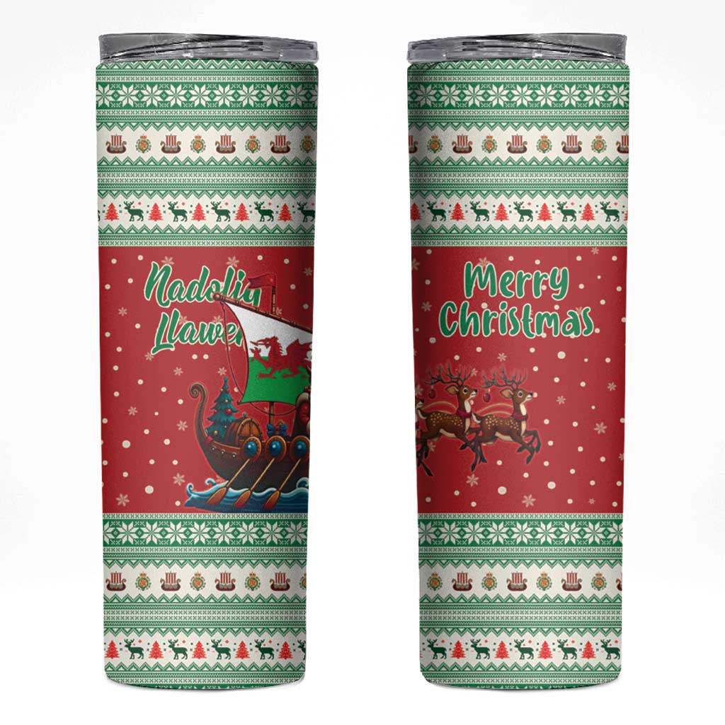 Wales Viking Santa Christmas Skinny Tumbler Funny Reindeer Norse Xmas - Wonder Print Shop
