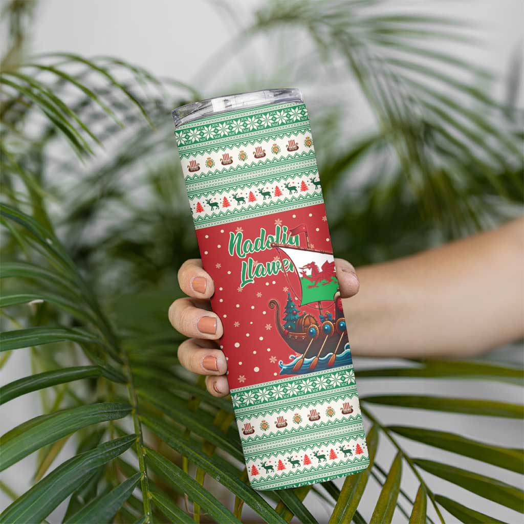 Wales Viking Santa Christmas Skinny Tumbler Funny Reindeer Norse Xmas - Wonder Print Shop
