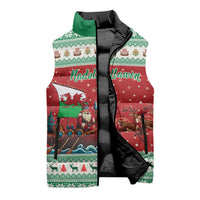 Wales Viking Santa Christmas Sleeveless Puffer Jacket Funny Reindeer Norse Xmas - Wonder Print Shop