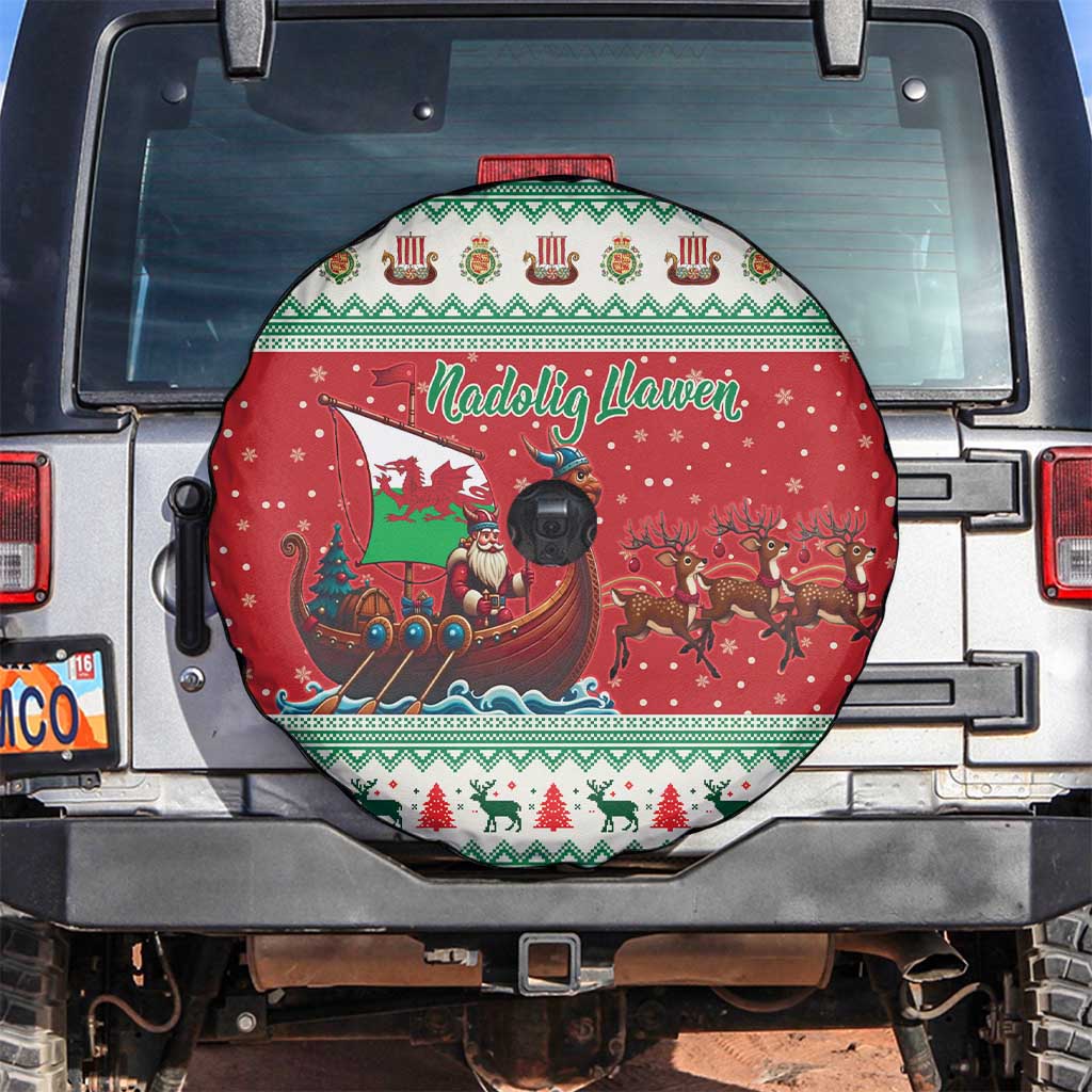 Wales Viking Santa Christmas Spare Tire Cover Funny Reindeer Norse Xmas - Wonder Print Shop
