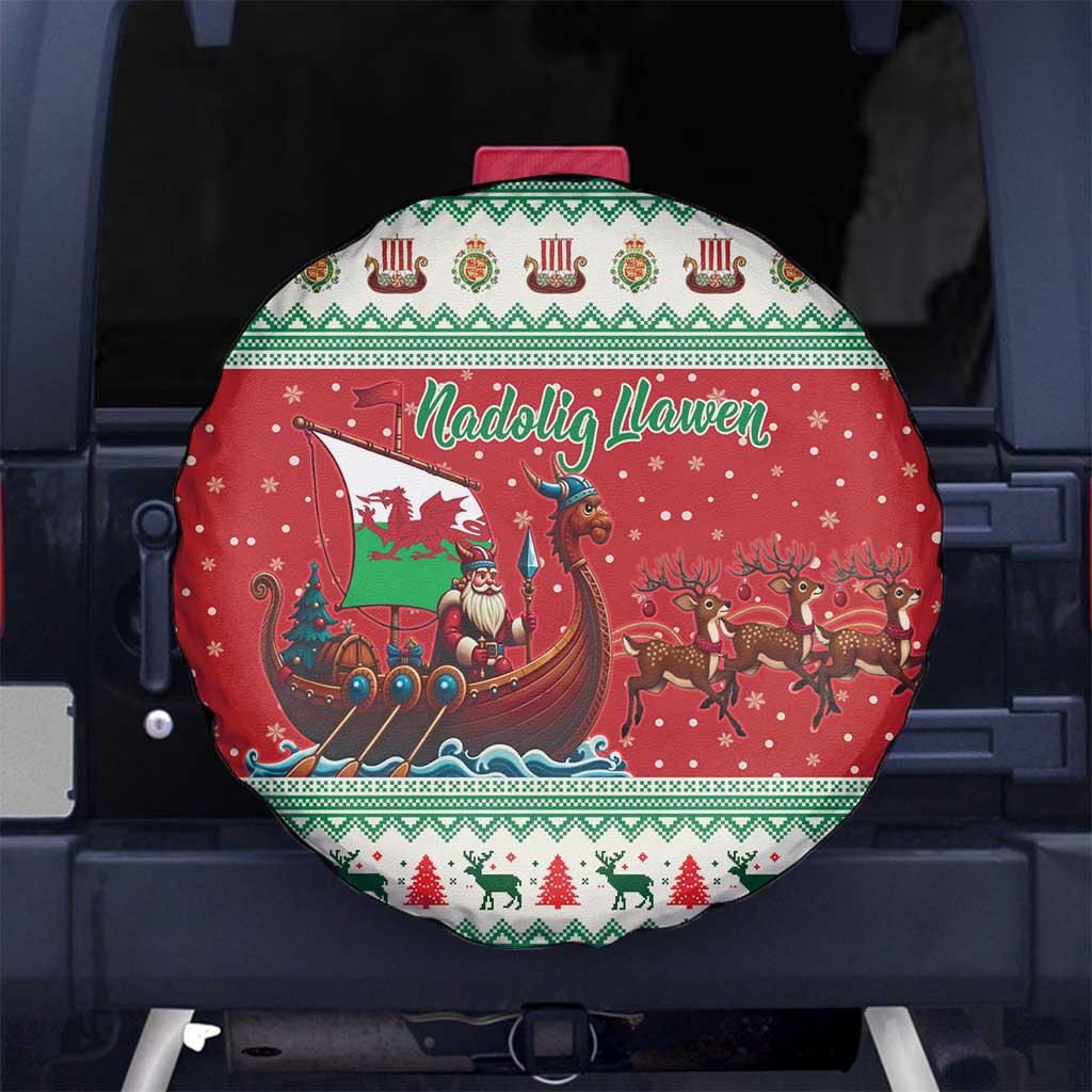 Wales Viking Santa Christmas Spare Tire Cover Funny Reindeer Norse Xmas - Wonder Print Shop