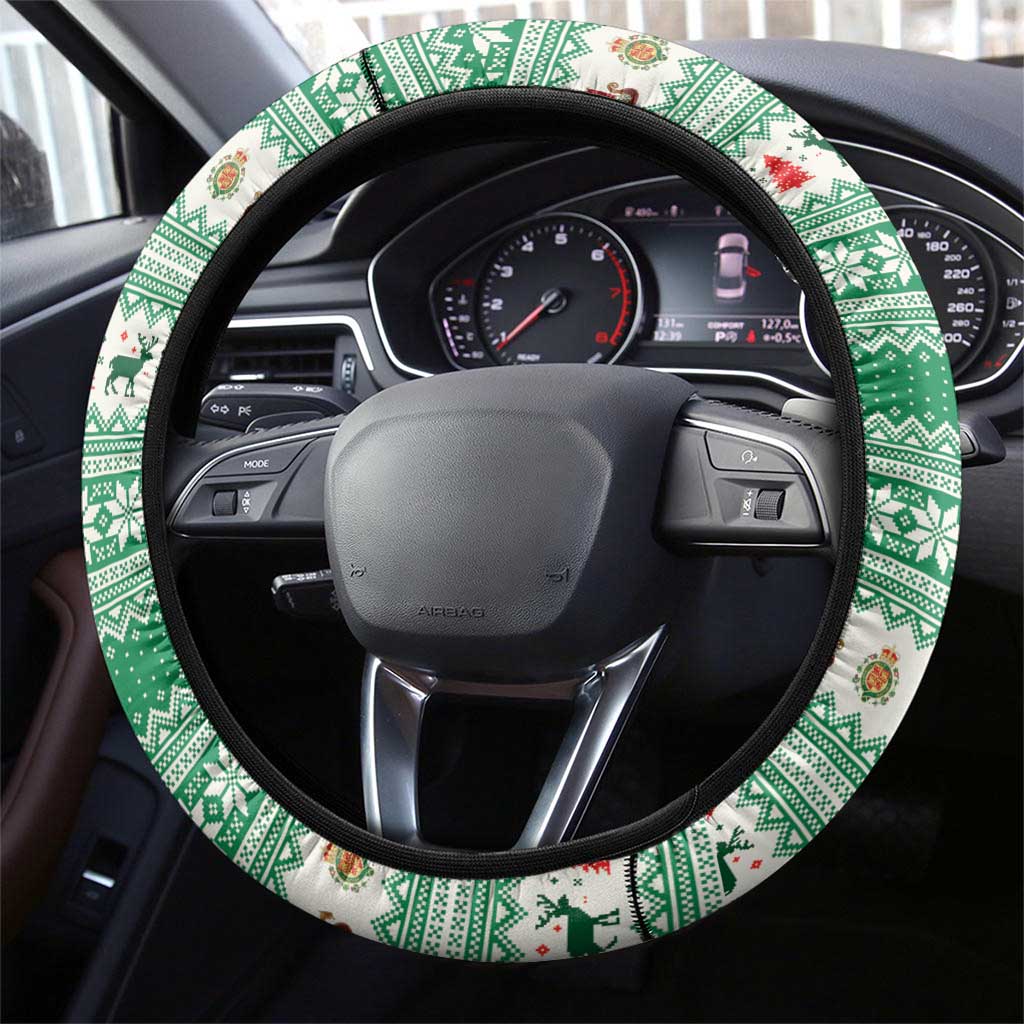 Wales Viking Santa Christmas Steering Wheel Cover Funny Reindeer Norse Xmas - Wonder Print Shop