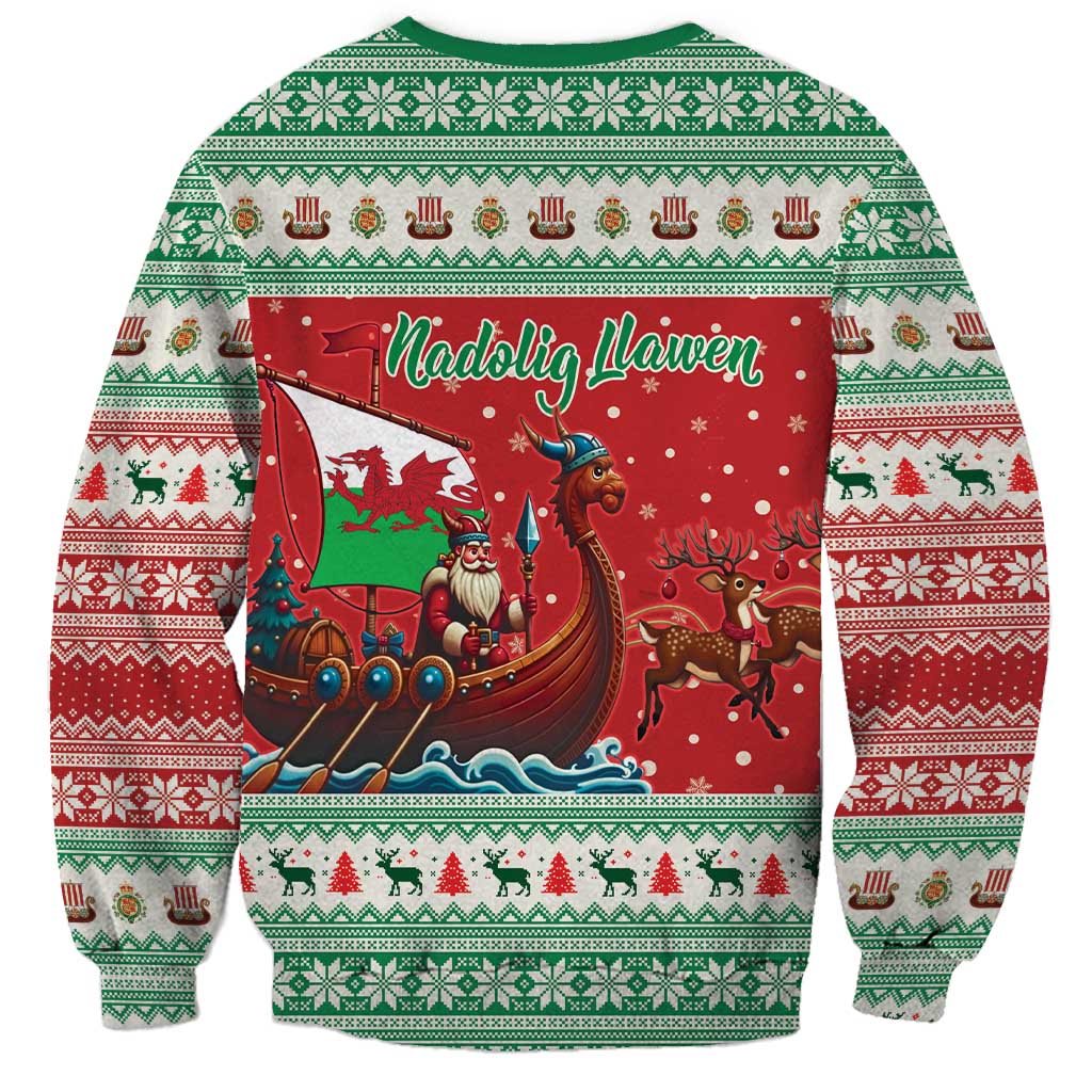 Wales Viking Santa Christmas Sweatshirt Funny Reindeer Norse Xmas - Wonder Print Shop